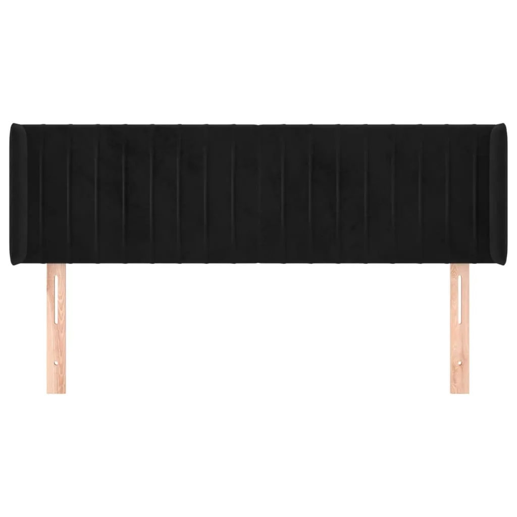 Tăblie de pat cu aripioare negru 147x16x78/88 cm catifea - imagine 3