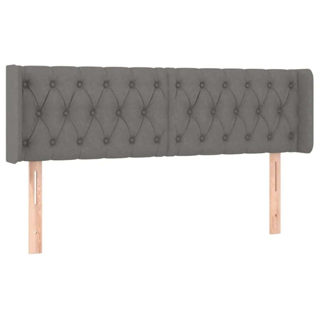 Tăblie de pat cu aripioare gri închis 163x16x78/88 cm textil - imagine 2