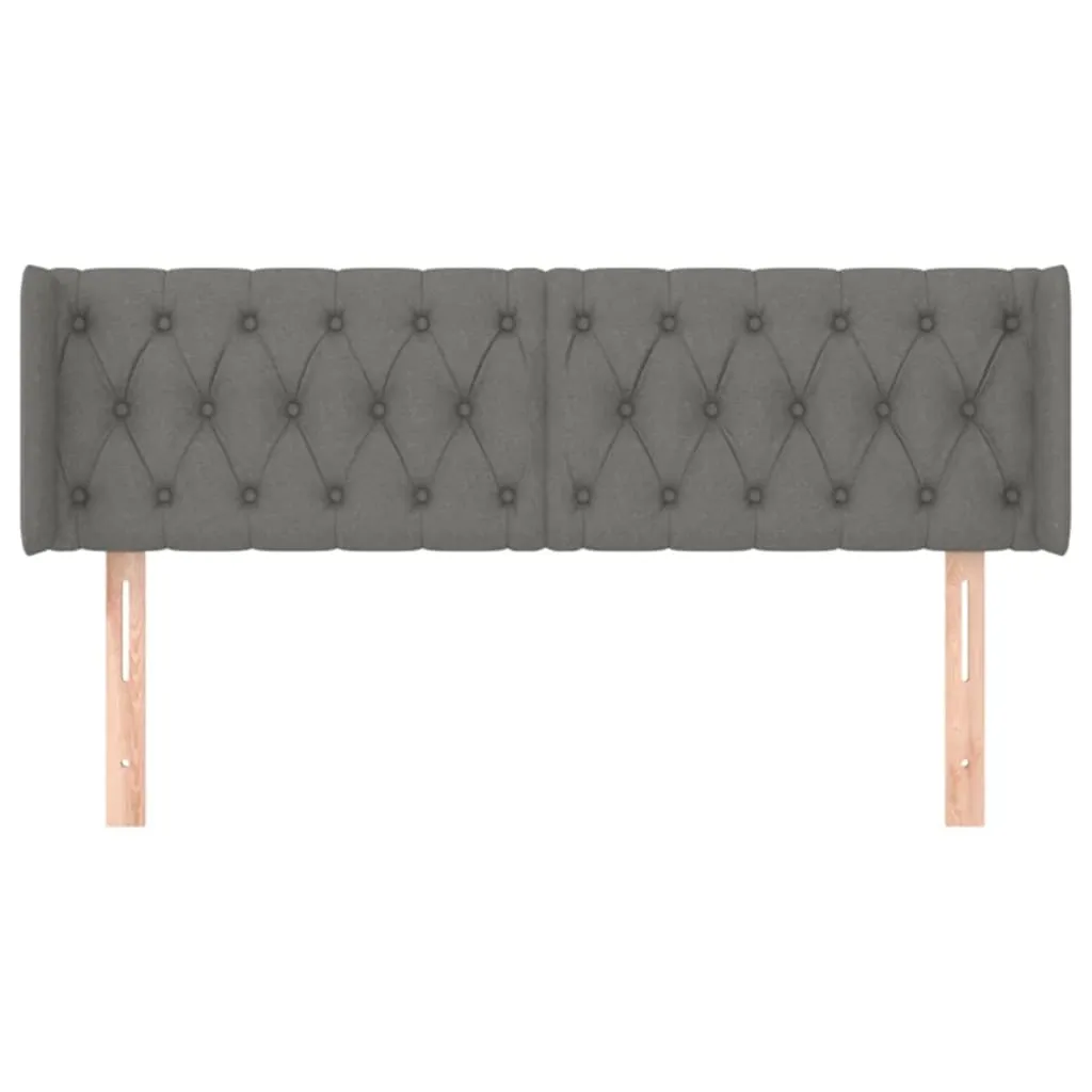 Tăblie de pat cu aripioare gri închis 163x16x78/88 cm textil - imagine 3