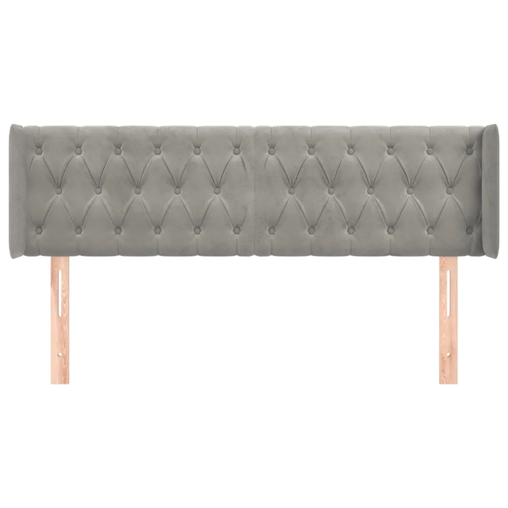 Tăblie de pat cu aripioare gri deschis 163x16x78/88 cm catifea - imagine 3