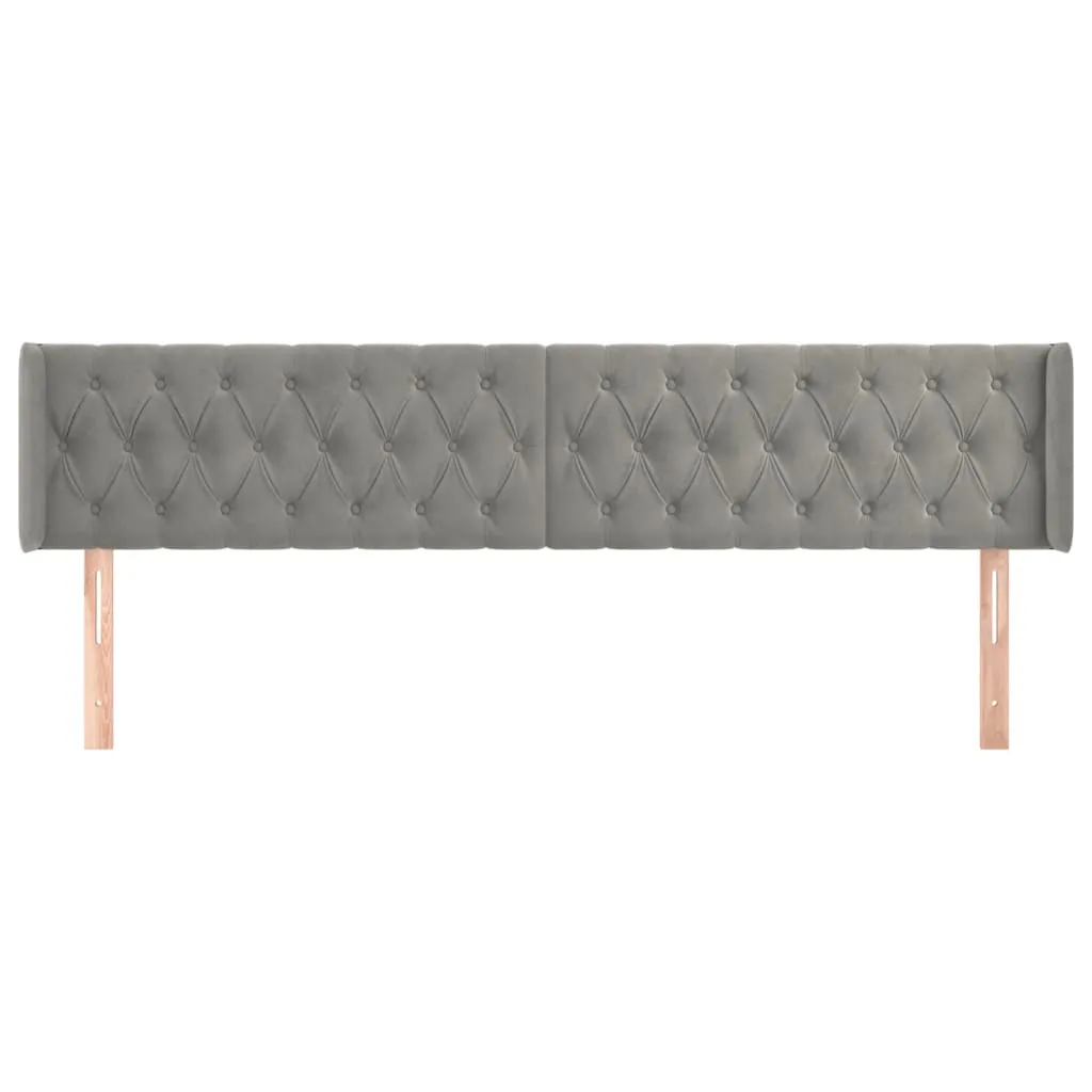 Tăblie de pat cu aripioare gri deschis 183x16x78/88 cm catifea - imagine 3