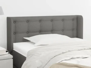 Tăblie de pat cu aripioare gri închis 103x16x78/88 cm textil