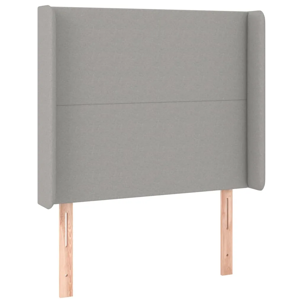 Tăblie de pat cu aripioare gri deschis 83x16x118/128 cm textil - imagine 2