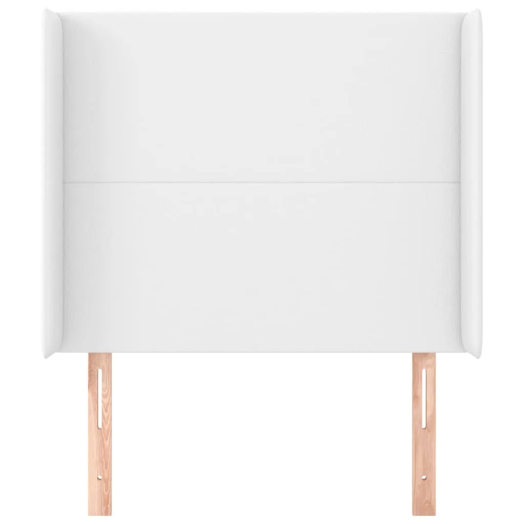 Tăblie de pat cu aripioare, alb, 83x16x118/128 cm, piele eco - imagine 3