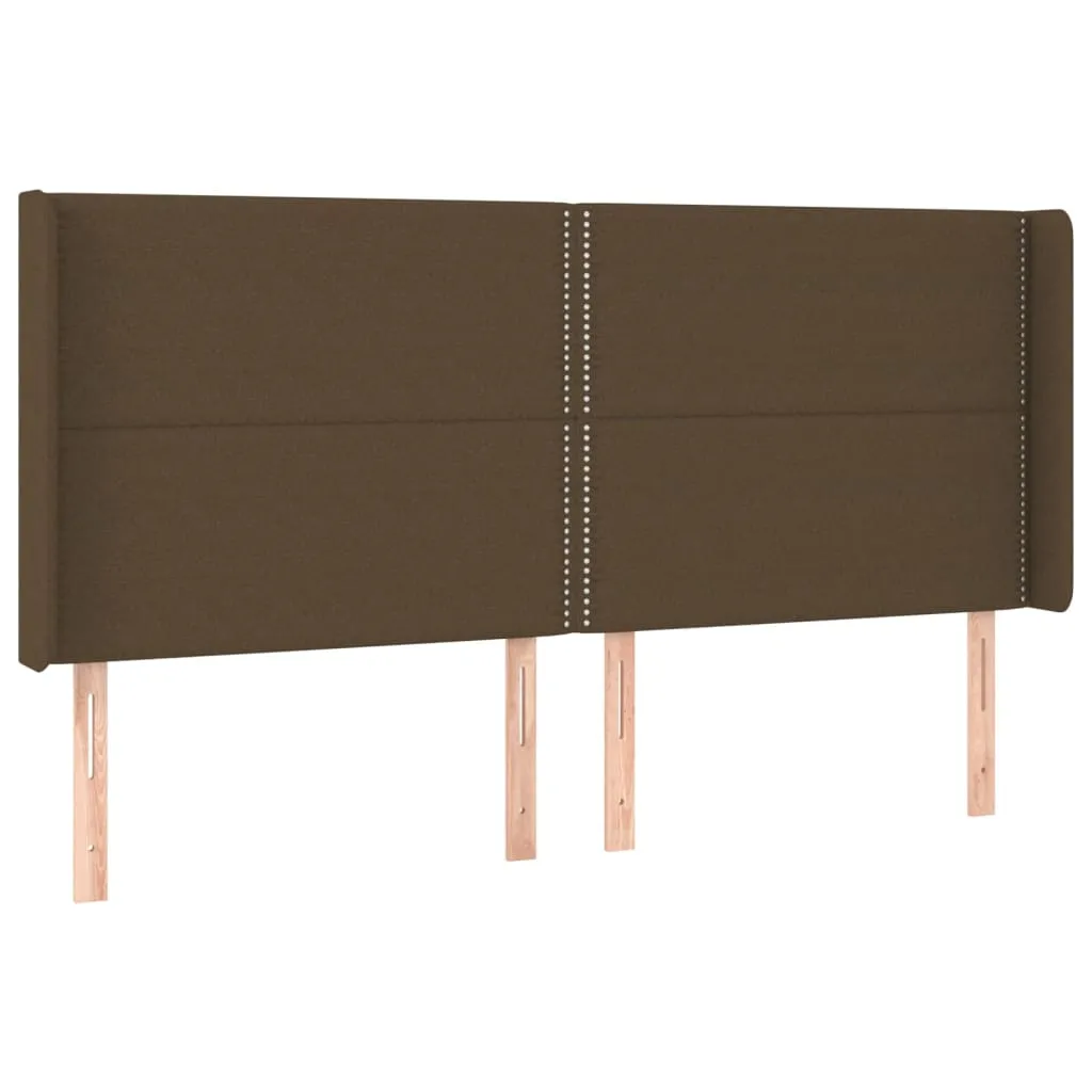 Tăblie de pat cu aripioare maro închis 163x16x118/128 cm textil - imagine 2