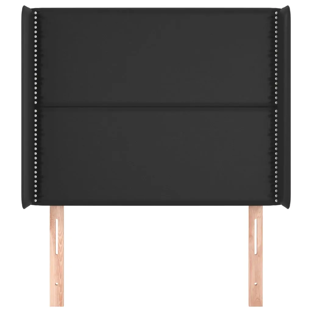 Tăblie de pat cu aripioare, negru, 93x16x118/128 cm, piele eco - imagine 3