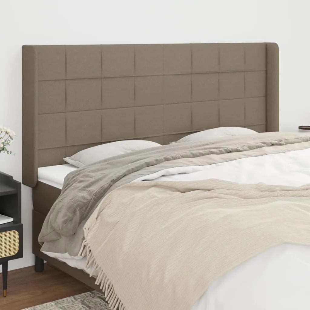 Tăblie de pat cu aripioare gri taupe 183x16x118/128 cm textil