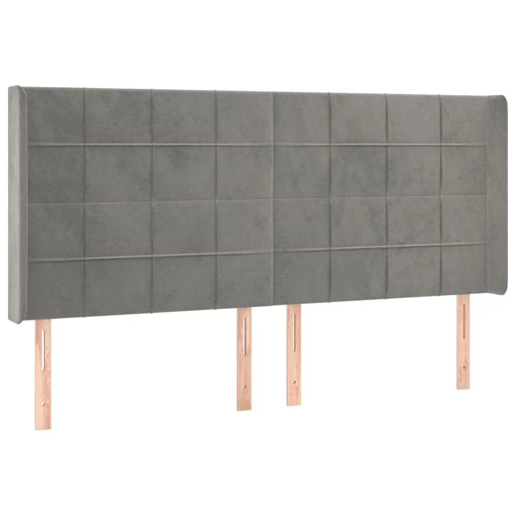 Tăblie de pat cu aripioare gri deschis 163x16x118/128cm catifea - imagine 2