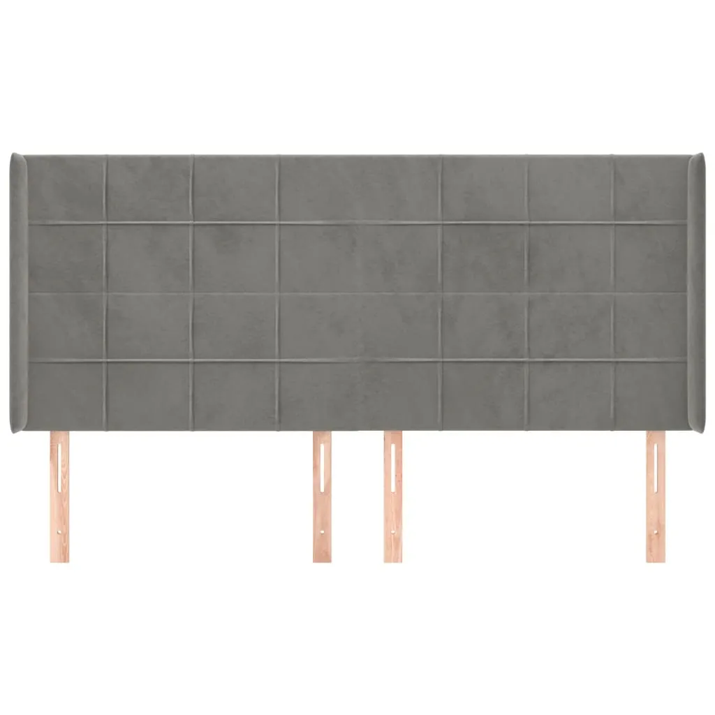 Tăblie de pat cu aripioare gri deschis 163x16x118/128cm catifea - imagine 3