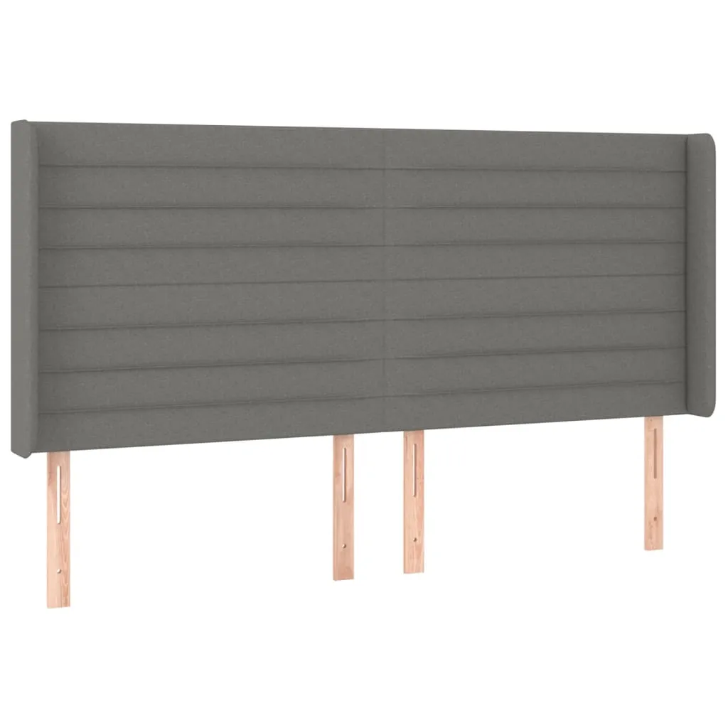 Tăblie de pat cu aripioare gri închis 163x16x118/128 cm textil - imagine 2