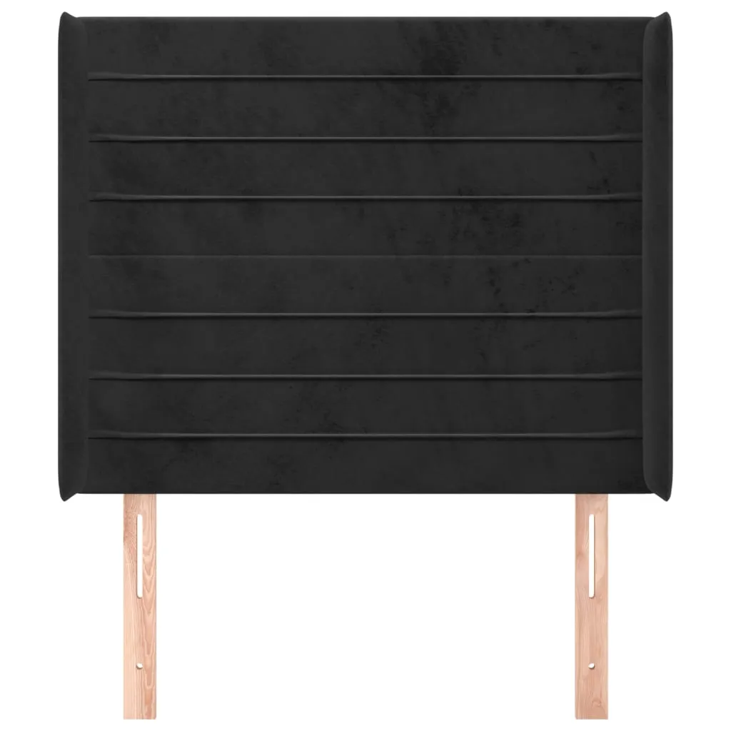 Tăblie de pat cu aripioare, negru, 83x16x118/128 cm, catifea - imagine 3