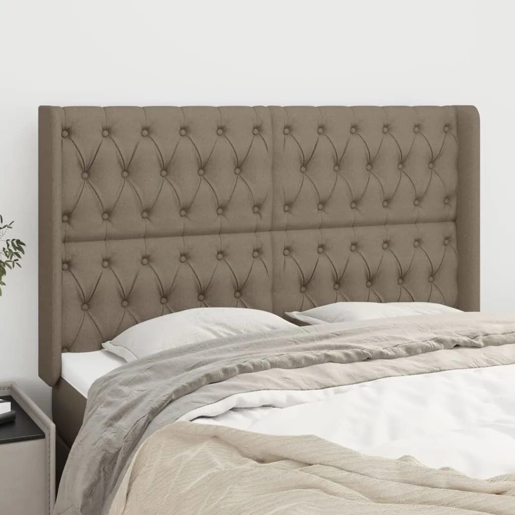 Tăblie de pat cu aripioare, gri taupe, 163x16x118/128cm, textil