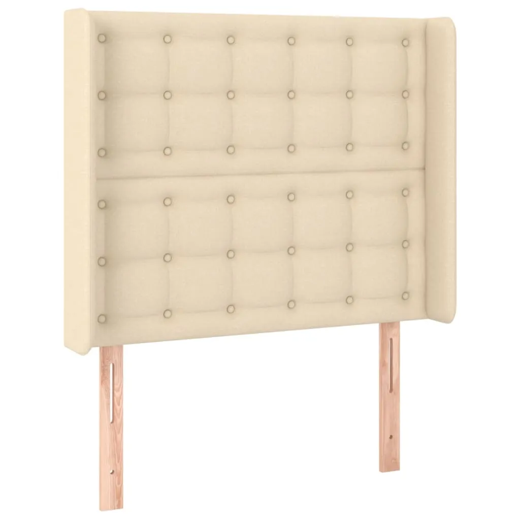 Tăblie de pat cu aripioare, crem, 83x16x118/128 cm, textil - imagine 2