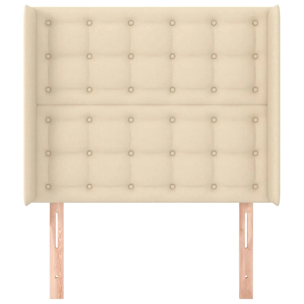 Tăblie de pat cu aripioare, crem, 83x16x118/128 cm, textil - imagine 3