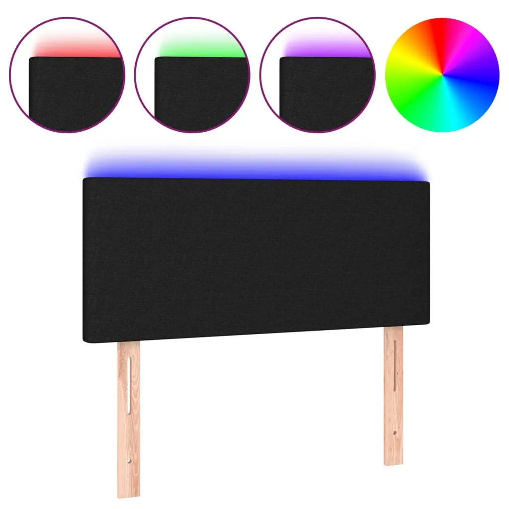 Tăblie de pat cu LED, negru, 80x5x78/88 cm, textil - imagine 2