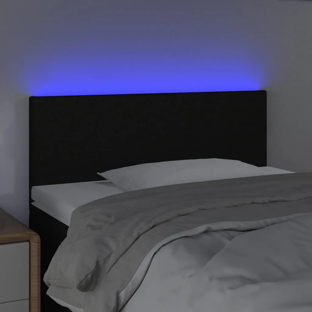 Tăblie de pat cu LED, negru, 80x5x78/88 cm, textil - imagine 3