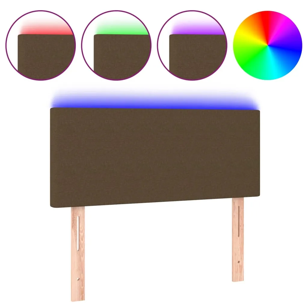 Tăblie de pat cu LED, maro închis, 90x5x78/88 cm, textil - imagine 2