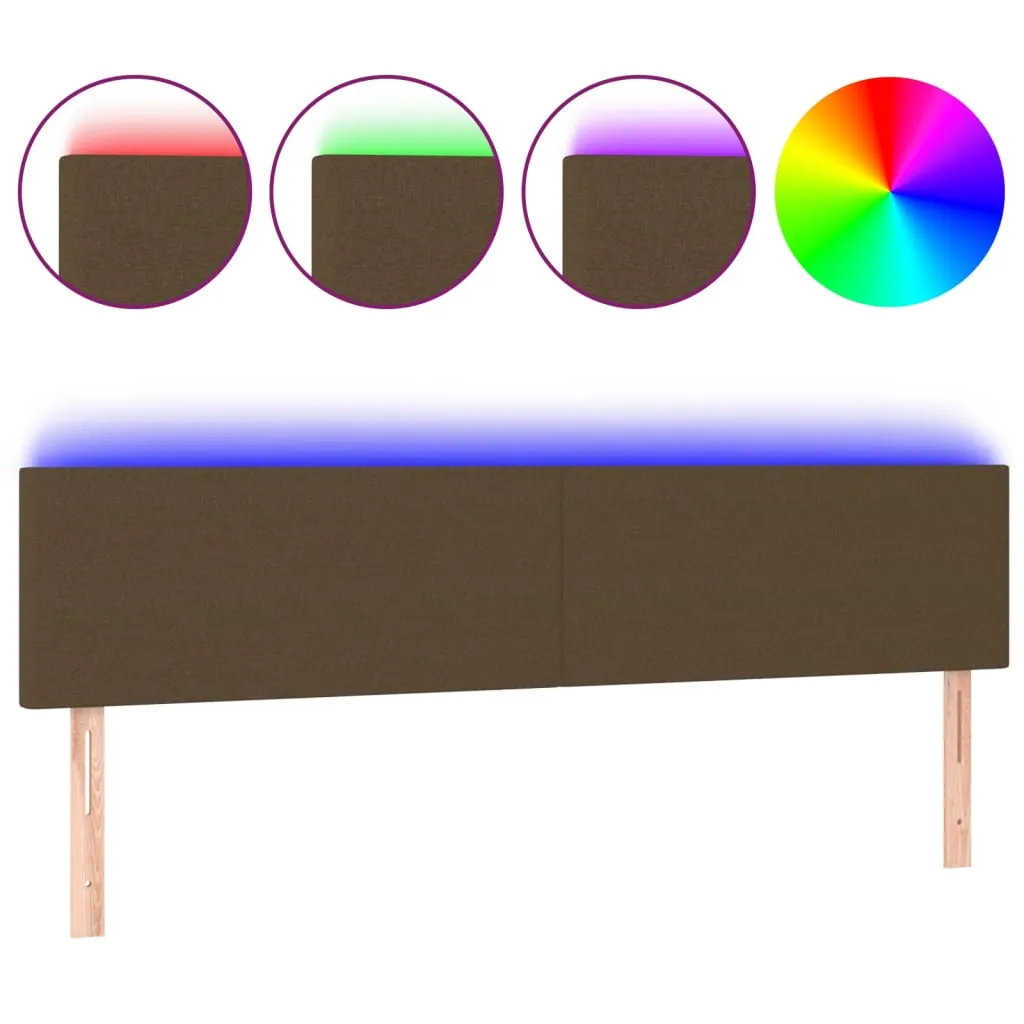 Tăblie de pat cu LED, maro închis, 200x5x78/88 cm, textil - imagine 2