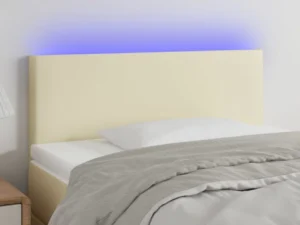 Tăblie de pat cu LED, crem, 100x5x78/88 cm, piele ecologică