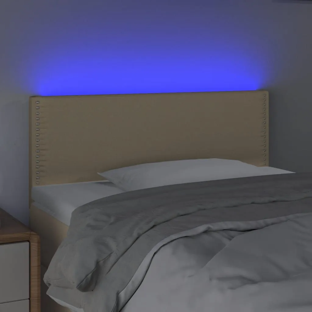 Tăblie de pat cu LED, crem, 80x5x78/88 cm, textil - imagine 3