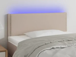 Tăblie de pat cu LED, cappuccino, 80x5x78/88cm, piele ecologică