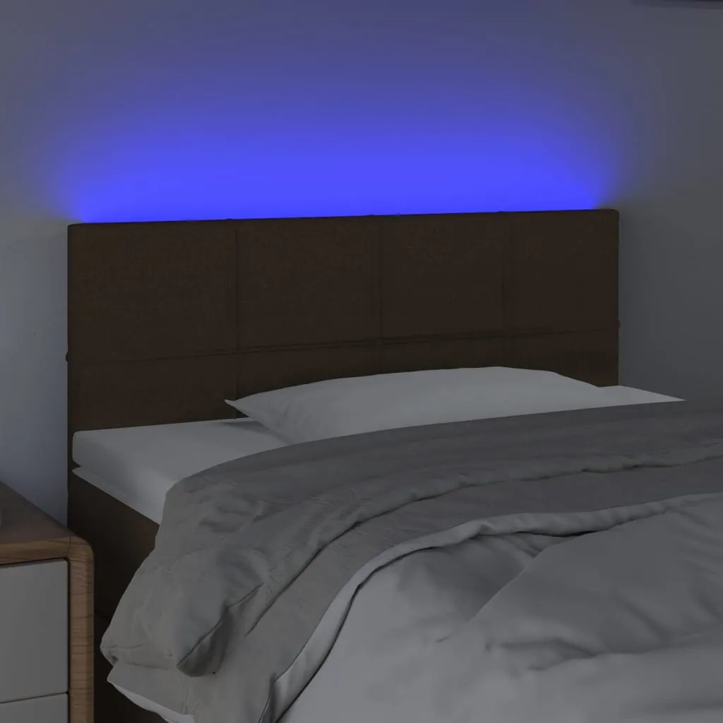 Tăblie de pat cu LED, maro închis, 80x5x78/88 cm, textil - imagine 3