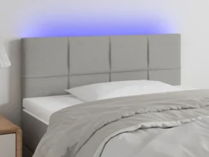Tăblie de pat cu LED, gri deschis, 90x5x78/88 cm, textil