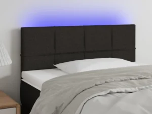 Tăblie de pat cu LED, negru, 90x5x78/88 cm, textil