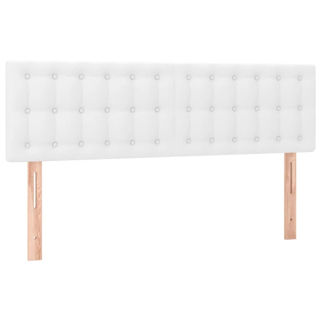 Tăblie de pat cu LED, alb, 144x5x78/88 cm, piele ecologică - imagine 4