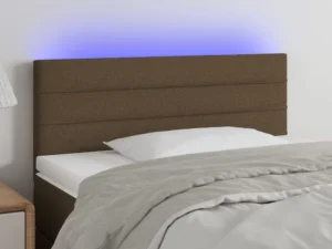 Tăblie de pat cu LED, maro închis, 80x5x78/88 cm, textil