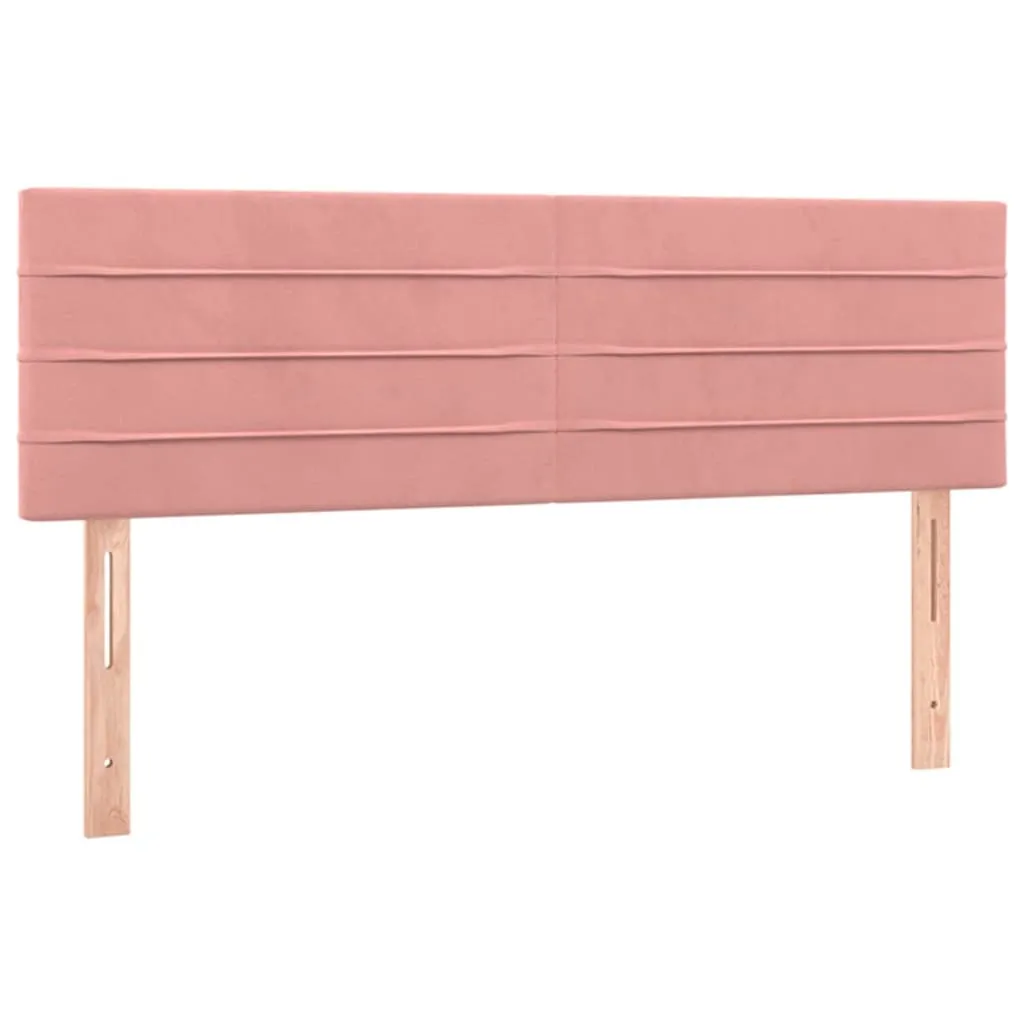 Tăblie de pat cu LED, roz, 144x5x78/88 cm, catifea - imagine 4
