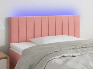 Tăblie de pat cu LED, roz, 80x5x78/88 cm, catifea