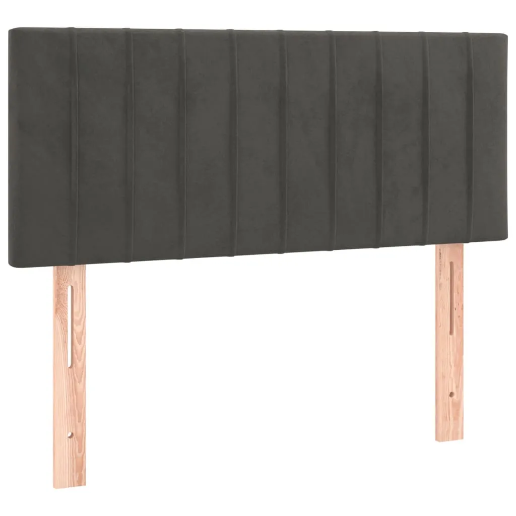 Tăblie de pat cu LED, gri închis, 100x5x78/88 cm, catifea - imagine 4