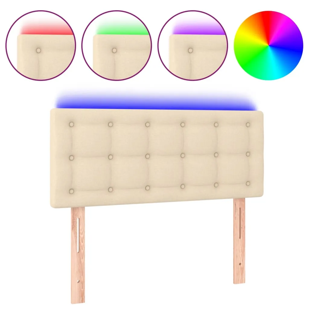 Tăblie de pat cu LED, crem, 80x5x78/88 cm, textil - imagine 2
