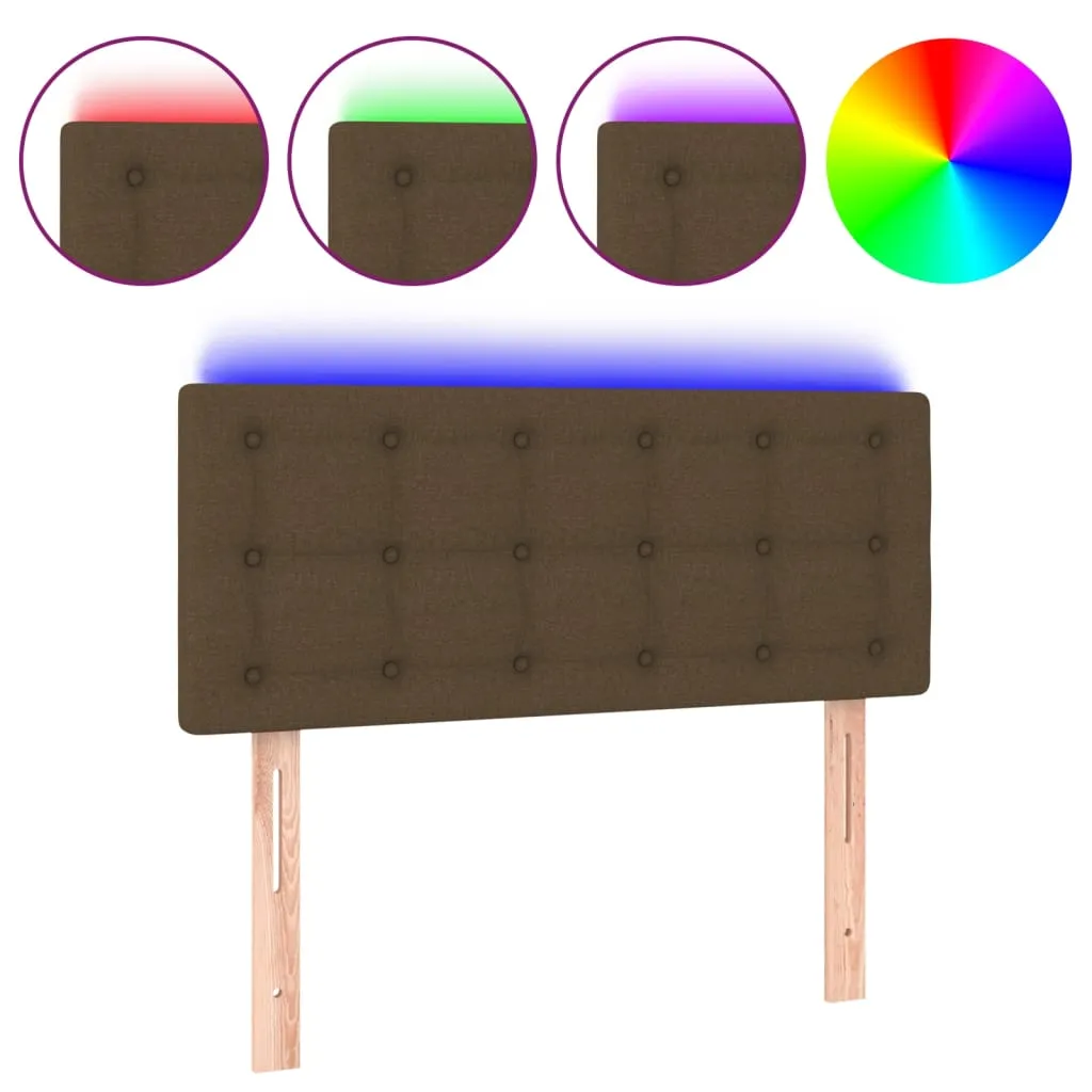 Tăblie de pat cu LED, maro închis, 90x5x78/88 cm, textil - imagine 2
