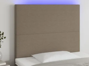 Tăblie de pat cu LED, gri taupe, 80x5x118/128 cm, textil