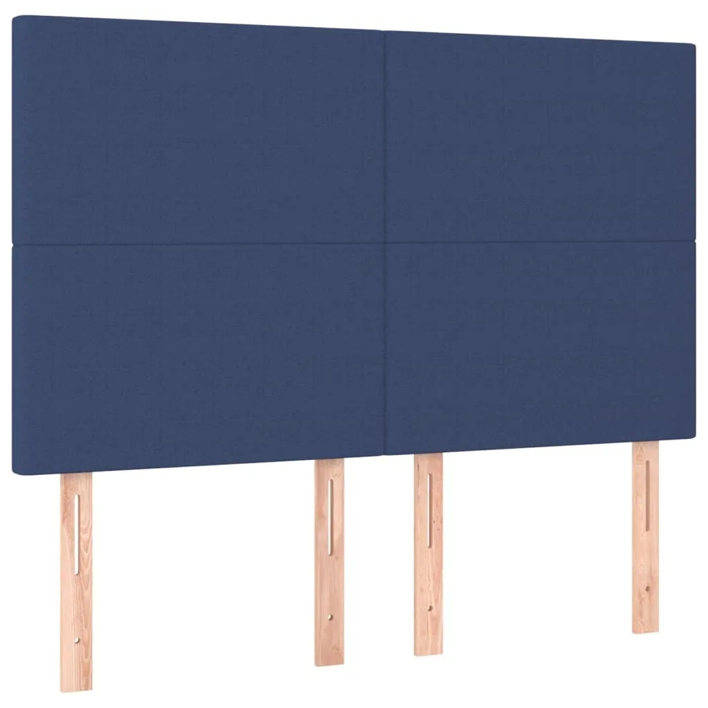 Tăblie de pat cu LED, albastru, 144x5x118/128 cm, textil - imagine 4