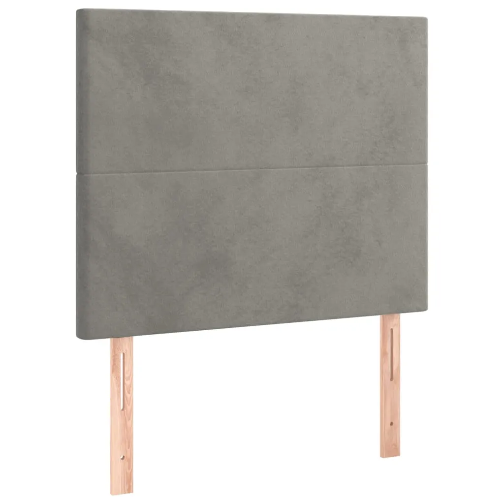 Tăblie de pat cu LED, gri deschis, 80x5x118/128 cm, catifea - imagine 4