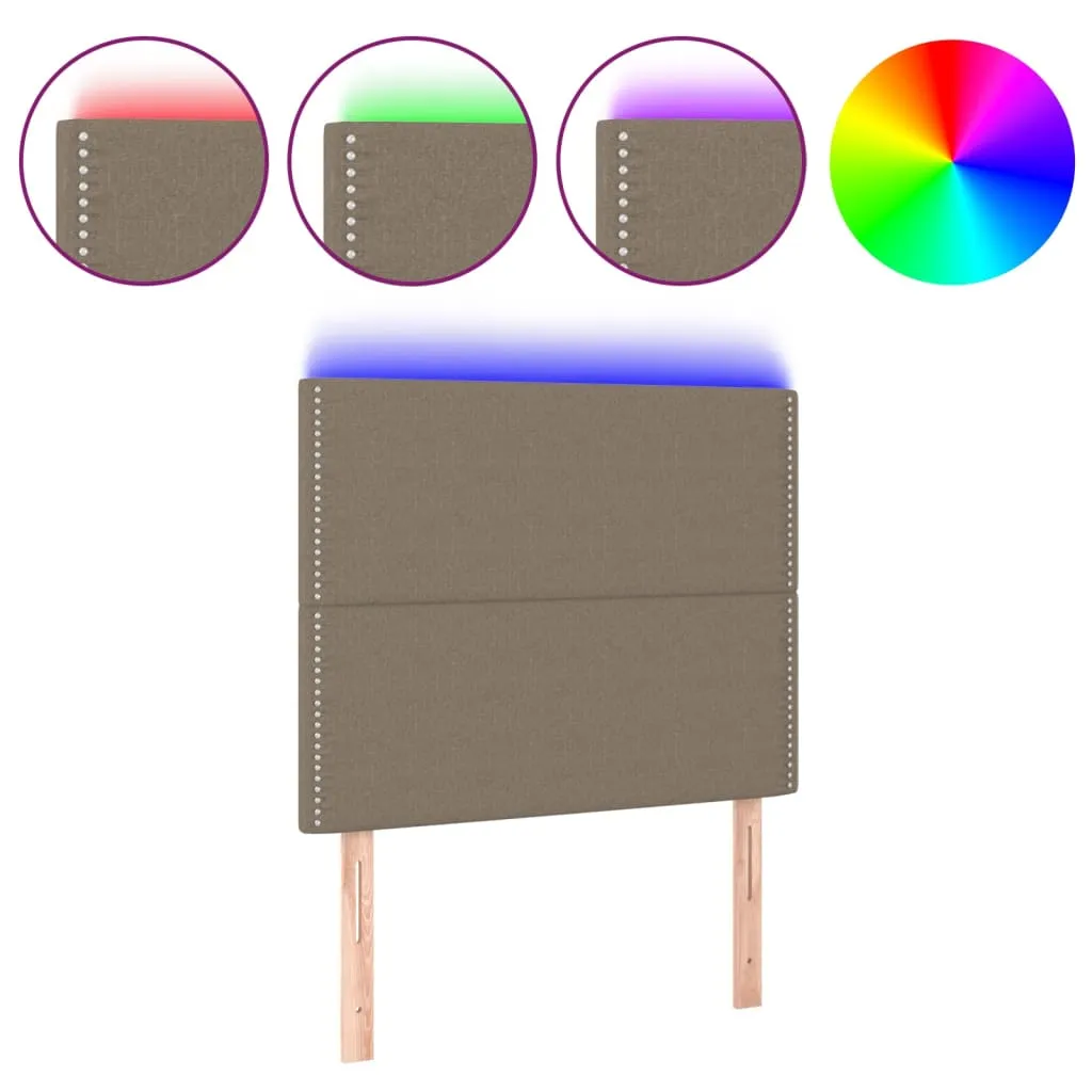 Tăblie de pat cu LED, gri taupe, 90x5x118/128 cm, textil - imagine 2
