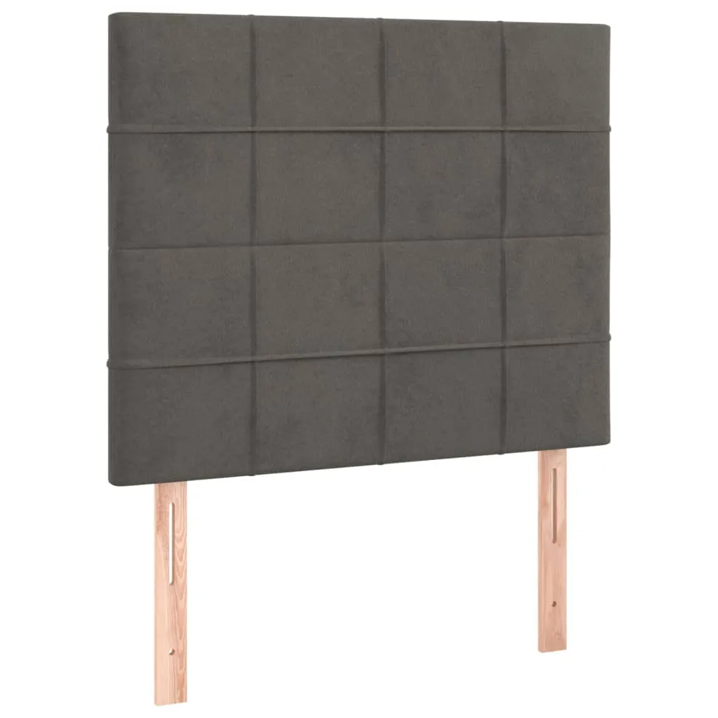 Tăblie de pat cu LED, gri închis, 100x5x118/128 cm, textil - imagine 4