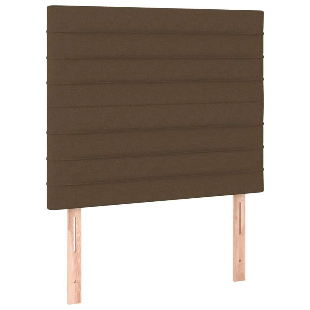 Tăblie de pat cu LED, maro închis, 100x5x118/128 cm, textil - imagine 4