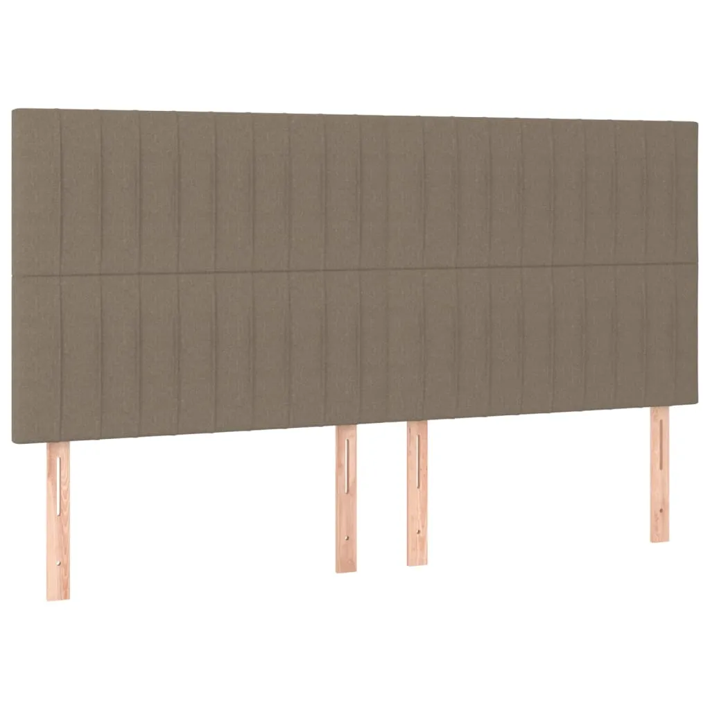 Tăblie de pat cu LED, gri taupe, 160x5x118/128 cm, textil - imagine 4