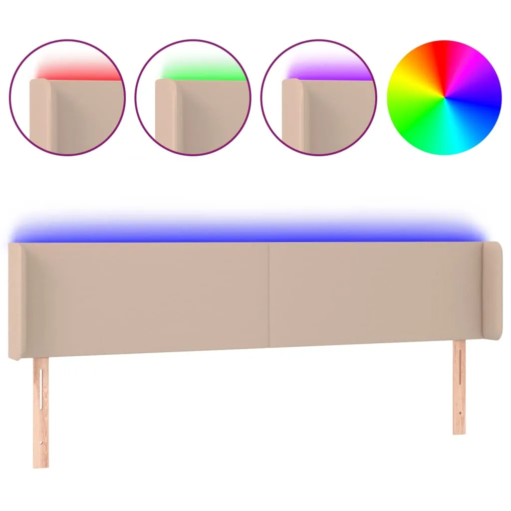 Tăblie de pat cu LED cappuccino 183x16x78/88 cm piele ecologică - imagine 2