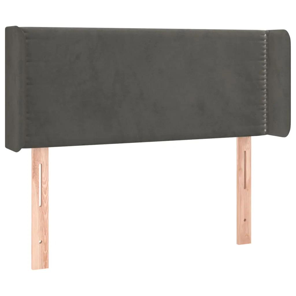 Tăblie de pat cu LED, gri închis, 103x16x78/88 cm, catifea - imagine 3