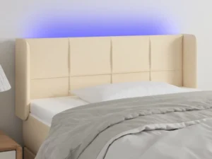 Tăblie de pat cu LED, crem, 83x16x78/88 cm, textil