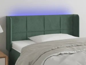 Tăblie de pat cu LED, verde închis, 83x16x78/88 cm, catifea
