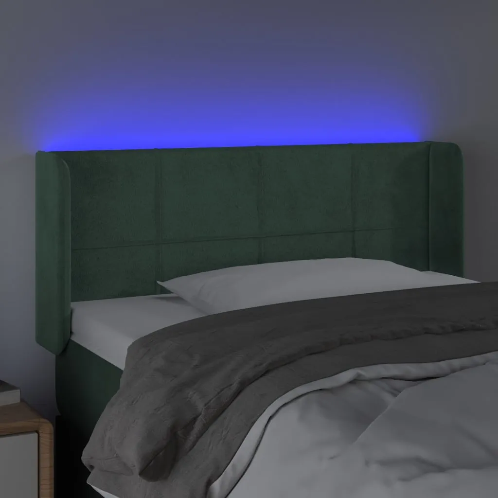 Tăblie de pat cu LED, verde închis, 103x16x78/88 cm, catifea - imagine 4