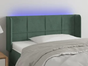 Tăblie de pat cu LED, verde închis, 103x16x78/88 cm, catifea