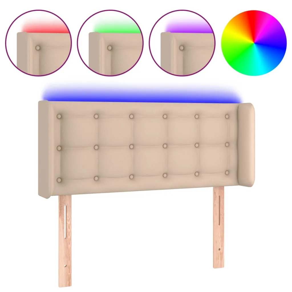 Tăblie de pat cu LED, cappuccino, 93x16x78/88cm piele ecologică - imagine 2