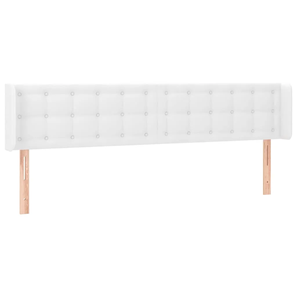 Tăblie de pat cu LED, alb, 163x16x78/88 cm, piele ecologică - imagine 3
